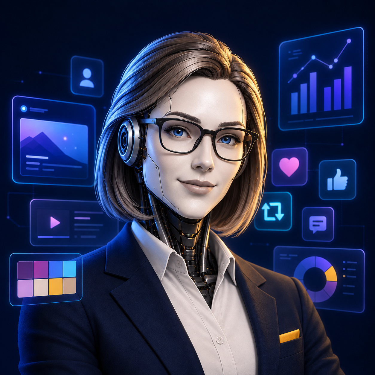 商业创意内容与品牌规划师的女性 AI 生成形象示意,非 Doris Ou 本人照片